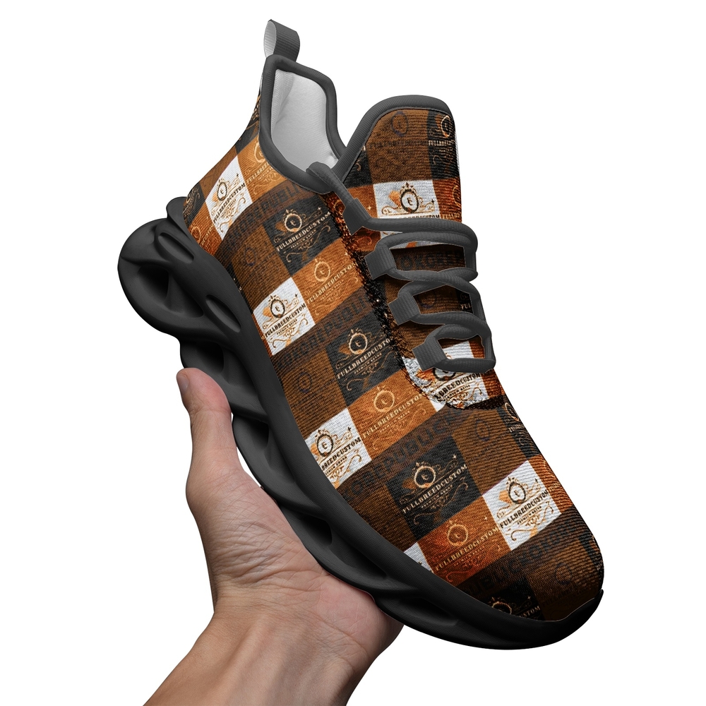 Black and Brown Sneakers with Secure Fastening and Durable Sole